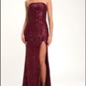 Burgundy special occasion maxi dress